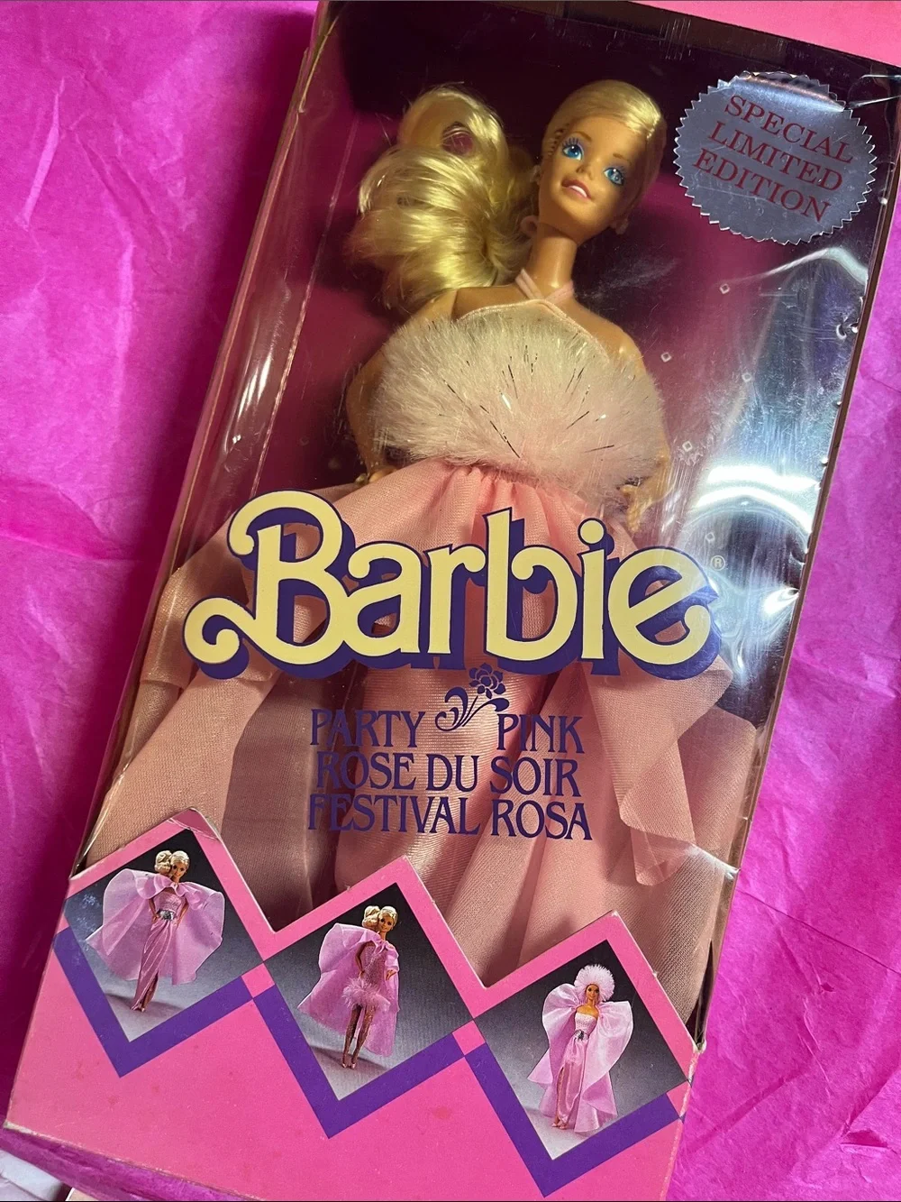 1987 Mattel Party Pink Barbie (#4629) NRFB